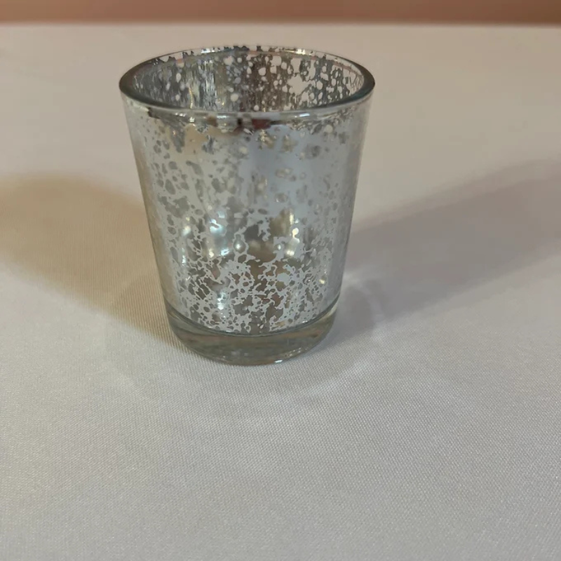 Silver Mirror Glass Candle Holder