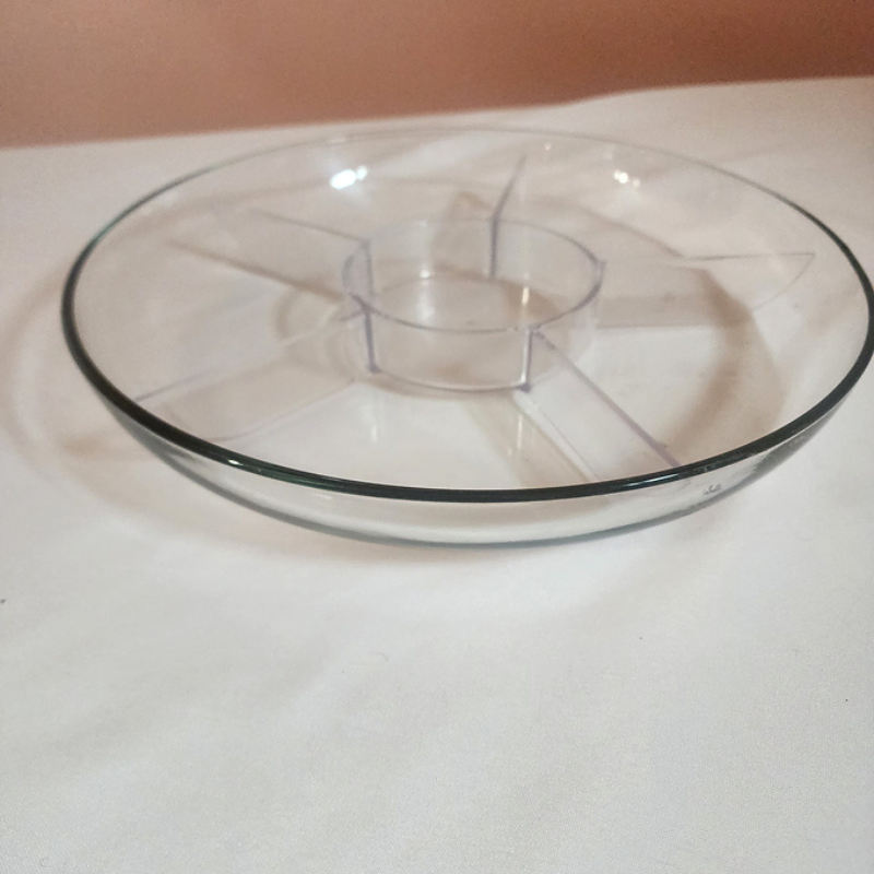 Divided Clear Glass Serving Platter 
