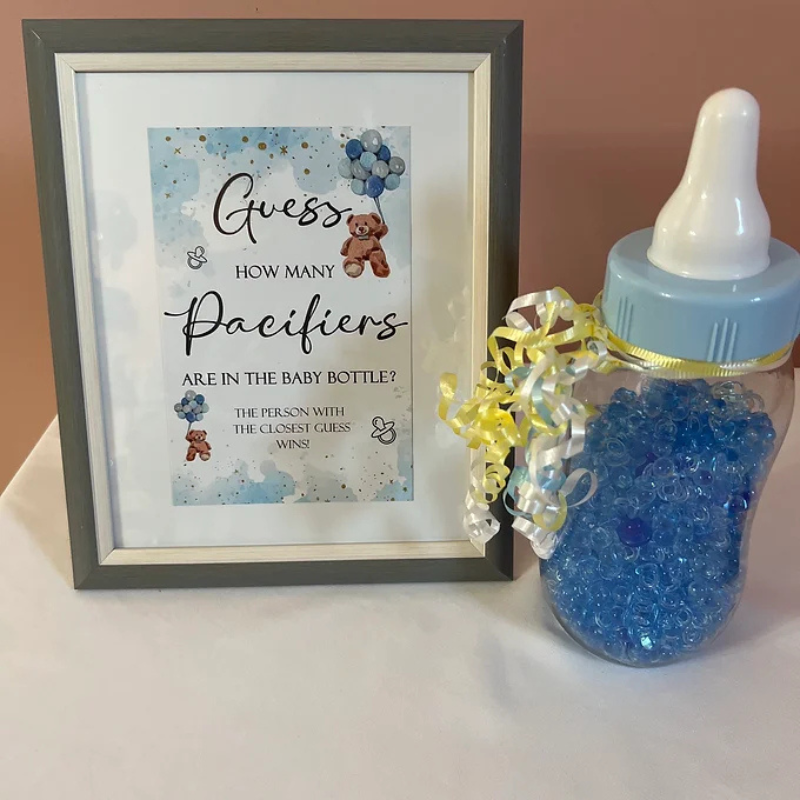 Guess How Many Baby Blue Pacifier Game