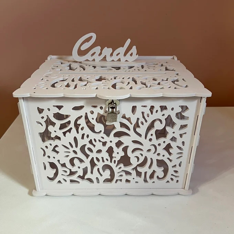 White Filigree Card Box