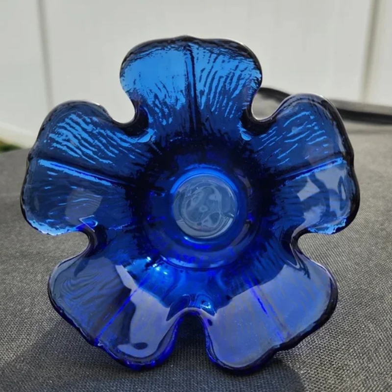 Cobalt Blue Daisy Votive Holder