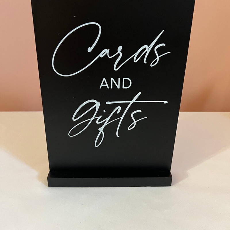 Cards and Gifts Black Sign white Lettering 
