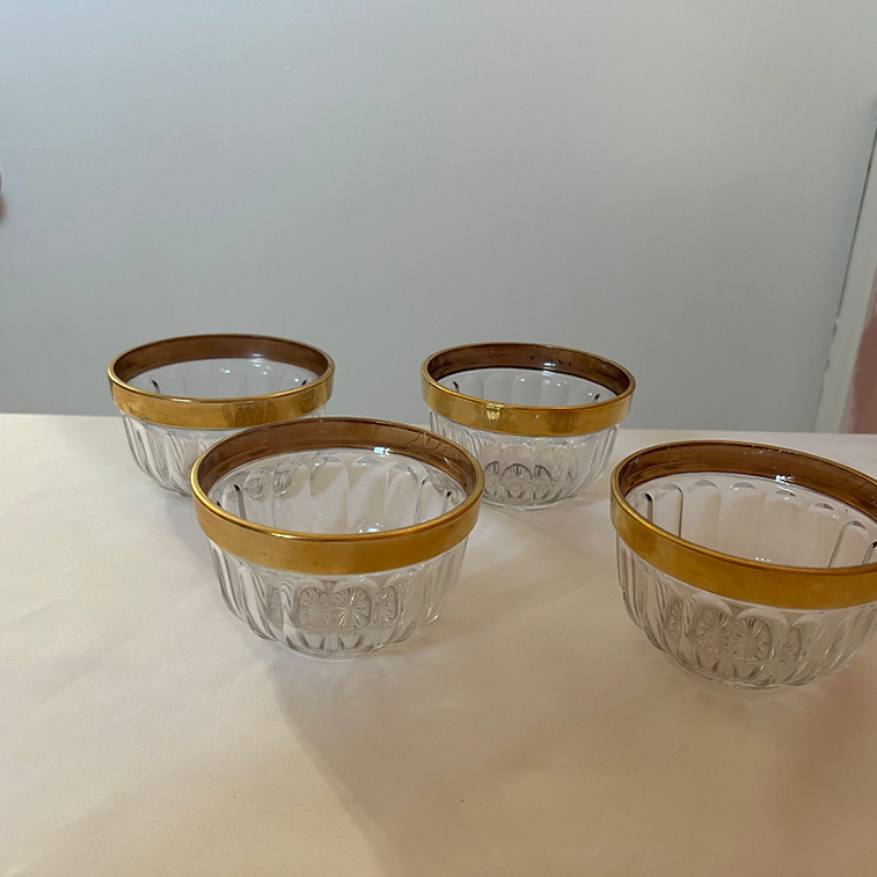  Vintage Gold Rimmed Glass Bowl
