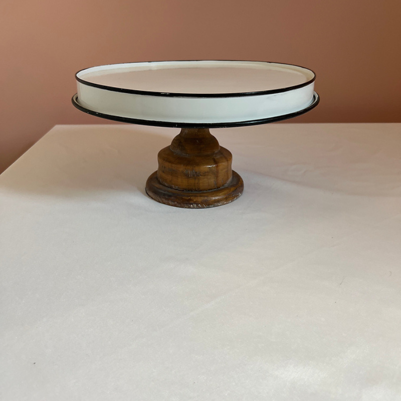 White Metal Cake Plate