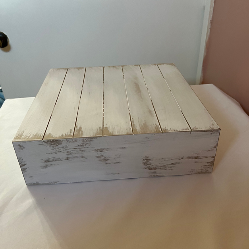  Square Wooden Cake Stand  White Finish
