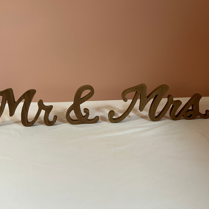 Set of Standing Wooden Mr and Mrs