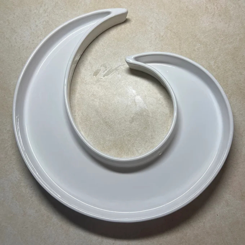 White Ceramic Crescent Swirl Serving Dish