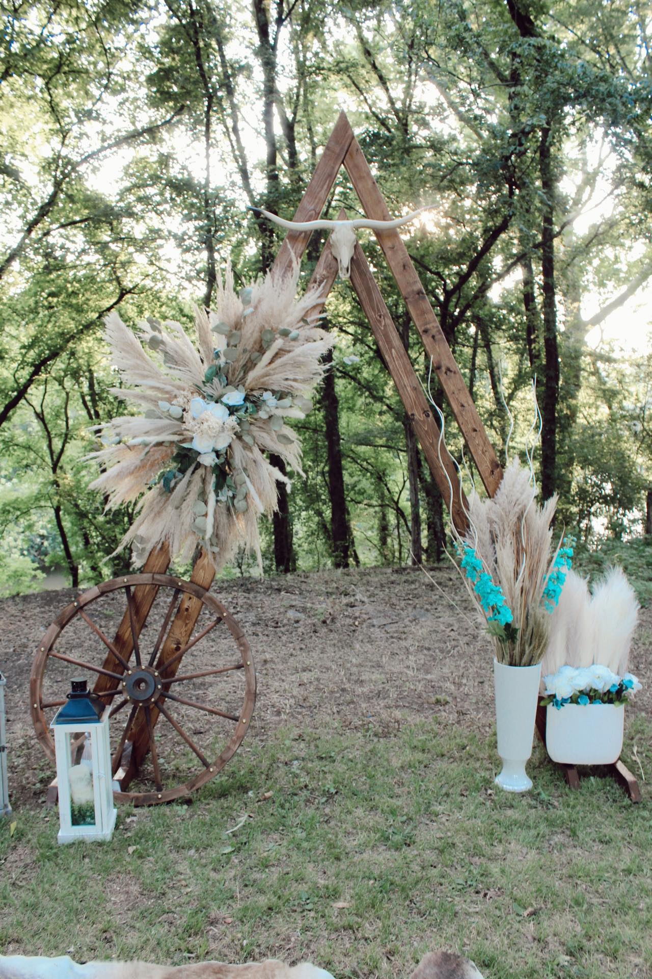 Dark Walnut Triangle Wedding Arch  9 ft Handmade