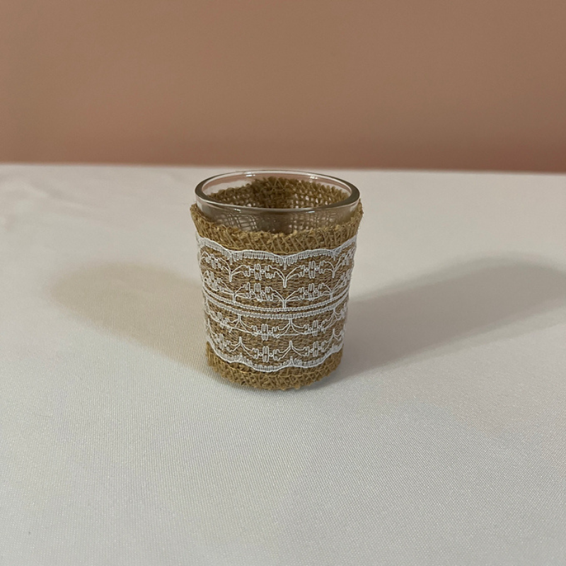 Burlap and Lace Candle Holder
