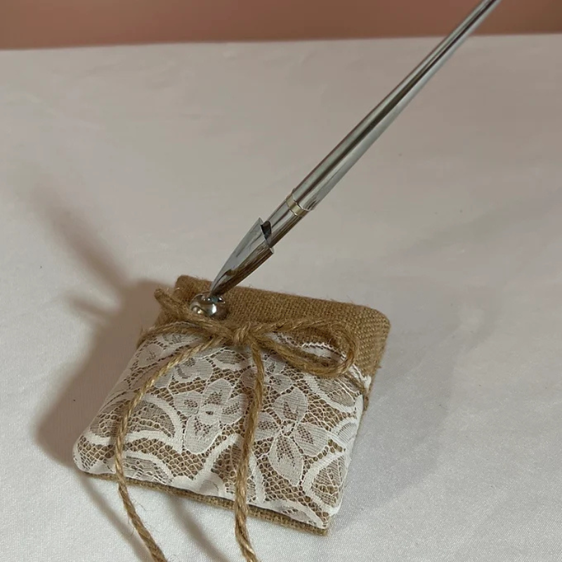 Country Burlap and Lace Romance Ink Pen Holder
