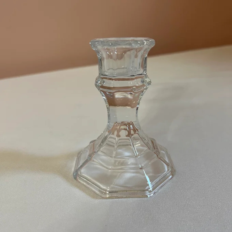 4 Inch Clear Glass Tapered  Candle Holder