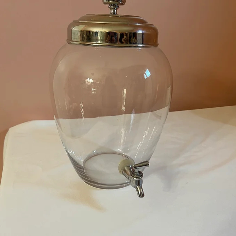 2Gallon Clear Glass Jug Drink Dispenser