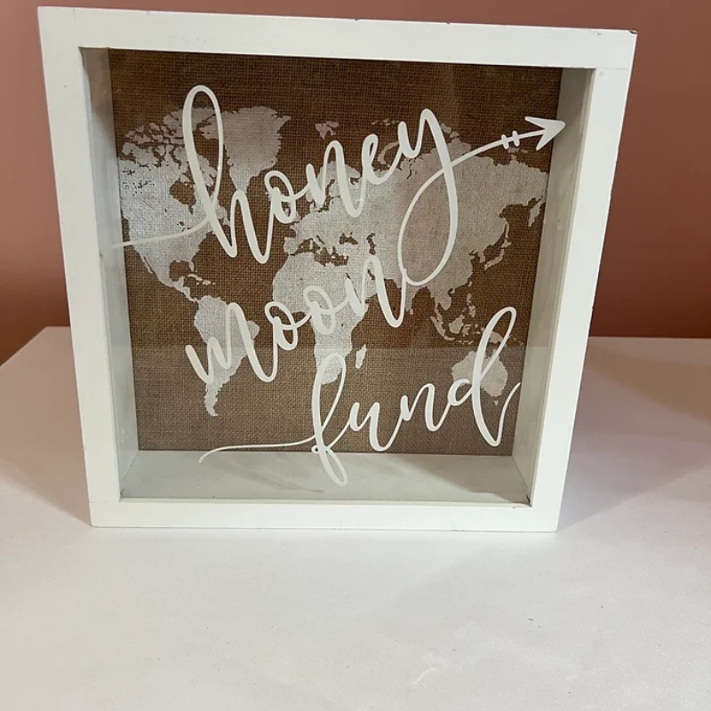 World Map Honeymoon Fund Card Box