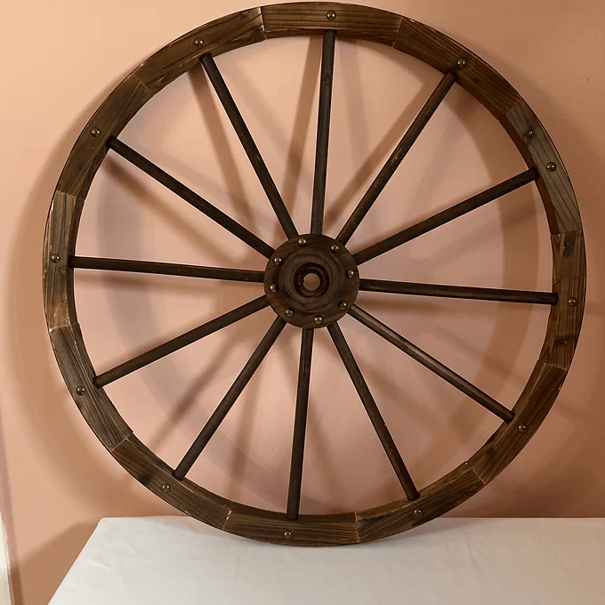 30 inch Rustic Wagon Wheel Walnut Finish
