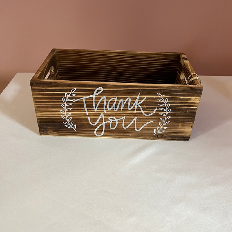 Wooden Rustic Thank You Box  Boho Style 