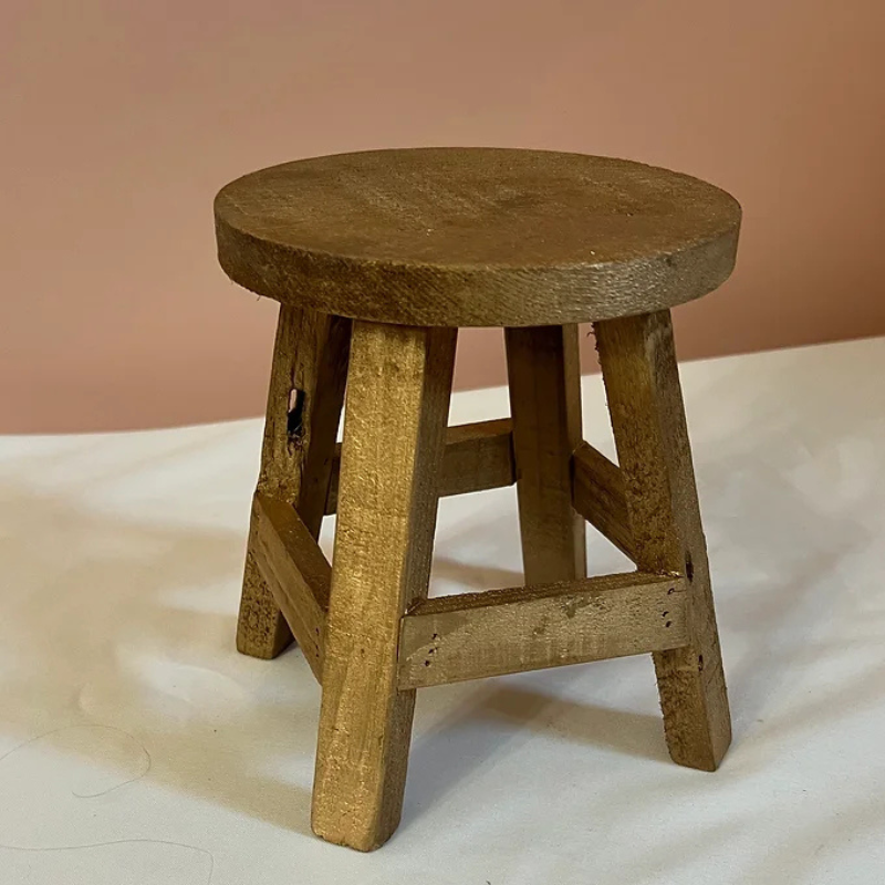 Rustic Wooden Riser with Gold Accent