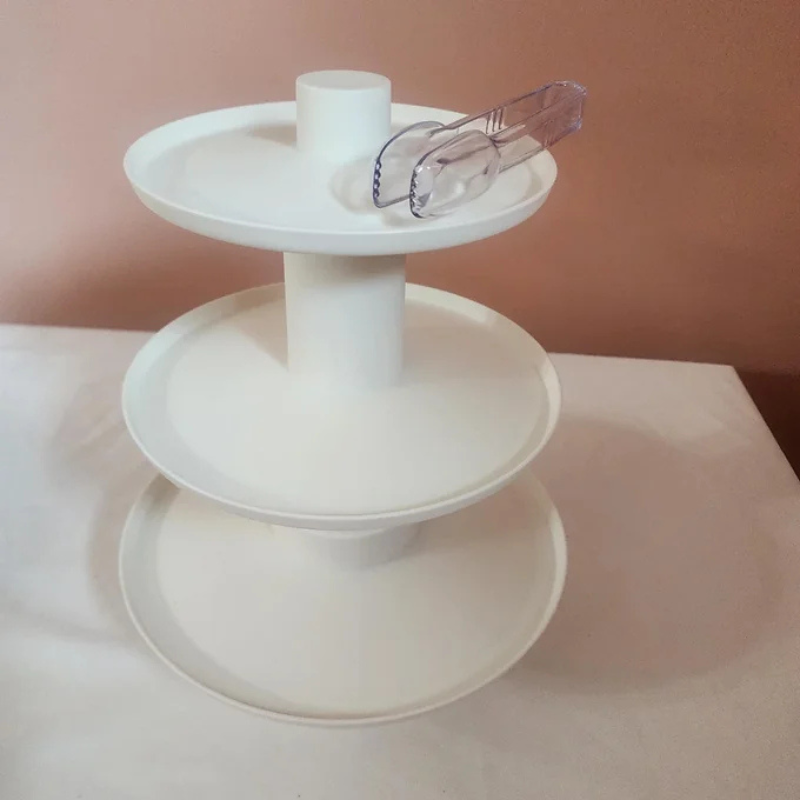 Three Tier White Plastic Cupcake Serving Stand